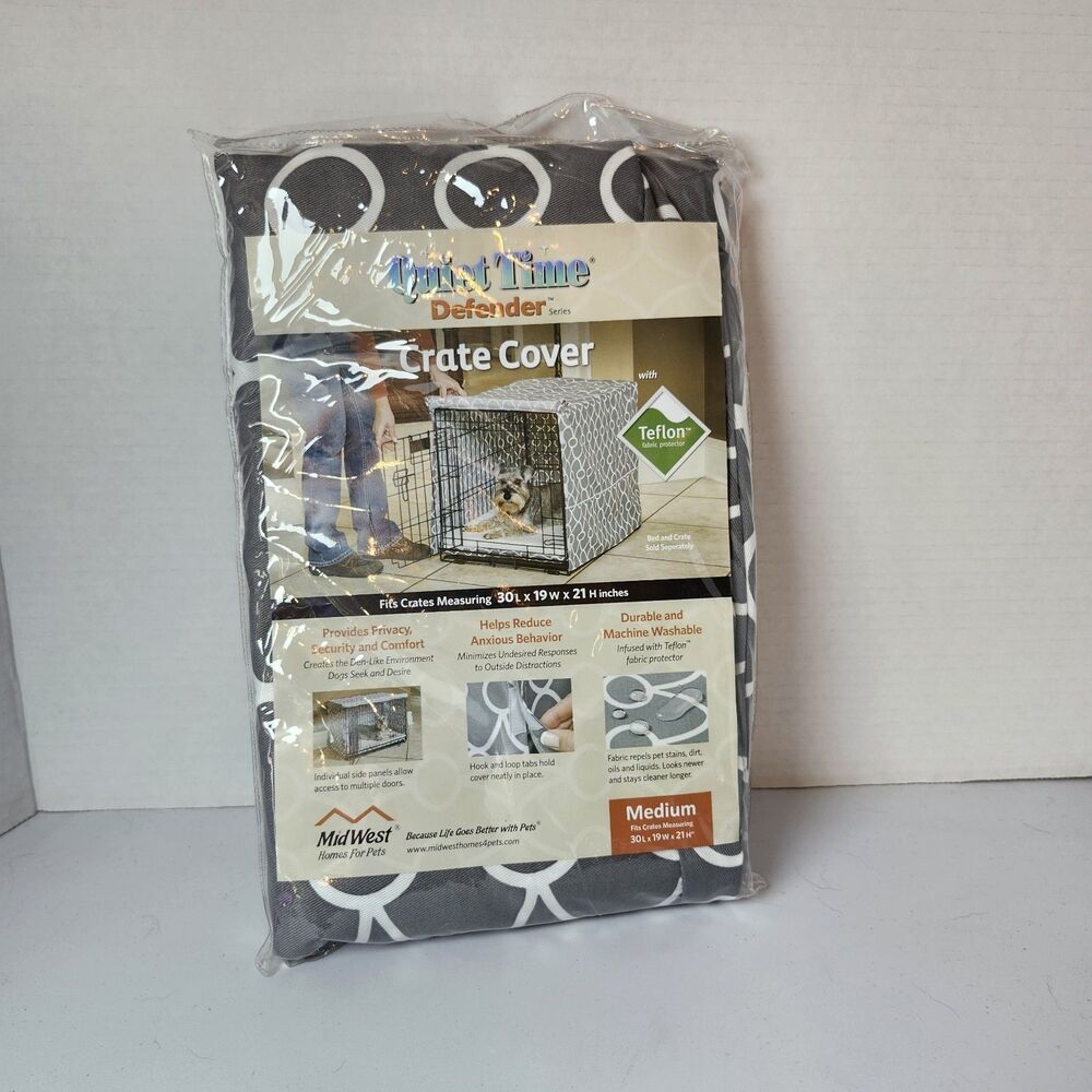 Midwest Quiet Time Defender Pet Crate Cover Gray Pattern 30"L x 19"W x 21"H New